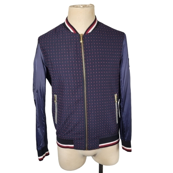 Blue & Red Polka Dot Lightweight Bomber Jacket- Clothr Ace AlmirAh Buzuyichu - Picture 1 of 8